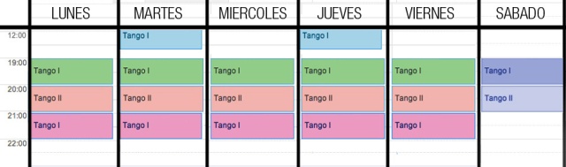 Horarios Clases tango barcelona