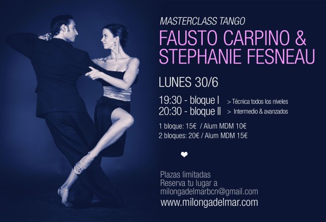 seminario fausto y Stephanie en Milonga del Mar