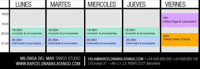 HORARIOS clases tango