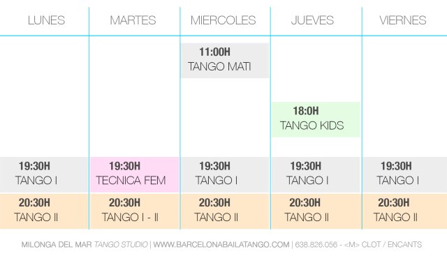 CLASES TANGO BARCELONA HORARIOS